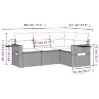 4-delige Loungeset met kussens poly rattan zwart - thumbnail
