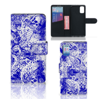 Telefoonhoesje met Naam Samsung Galaxy A41 Angel Skull Blauw - thumbnail