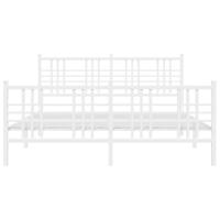 Bedframe met hoofd- en voeteneinde metaal wit 150x200 cm - thumbnail