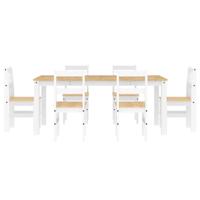 7-delige Eethoek Panama massief grenenhout wit - thumbnail