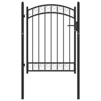 VidaXL Poort met gebogen bovenkant 100x125 cm staal zwart - thumbnail
