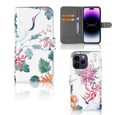 iPhone 15 Pro Max | Telefoonhoesje | Met pasjeshouder | Bird Flowers