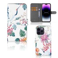 iPhone 15 Pro Max | Telefoonhoesje | Met pasjeshouder | Bird Flowers - thumbnail