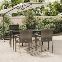 5-delige Tuinset met kussens poly rattan zwart en grijs - thumbnail