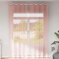 VidaXL Gordijnen voile met doorvoertules 2 st 140x300 cm roze - thumbnail