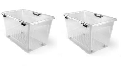 Opbergboxen zonder deksel 52 liter kunststof transparant set van 2 stuks