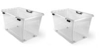 Opbergboxen zonder deksel 52 liter kunststof transparant set van 2 stuks - thumbnail