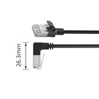 ACT Zwarte 5 meter U/FTP CAT6A LSZH Slimline patchkabel met RJ45 connectoren recht naar 90° haaks r - thumbnail