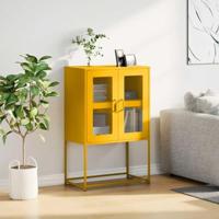 Hoge kast 68x39x107 cm staal mosterdgeel - thumbnail