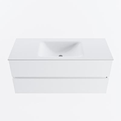 MONDIAZ VICA 110cm badmeubel onderkast Talc 2 lades. Wastafel CLOUD midden 1 kraangat, kleur Talc.