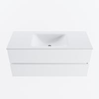 MONDIAZ VICA 110cm badmeubel onderkast Talc 2 lades. Wastafel CLOUD midden 1 kraangat, kleur Talc. - thumbnail