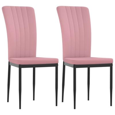 Eetkamerstoelen 2 st fluweel roze