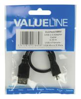 Valueline Vlcp60570b02 Usb 2.0 Usb Micro B Mannelijk - Usb A Vrouwelijk Adapter Kabel 0,20 M Zwart - thumbnail