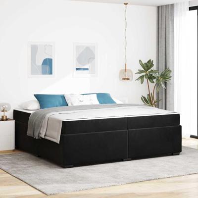 Bedframe met matras Zwart 200 x 200 cm Fluweel