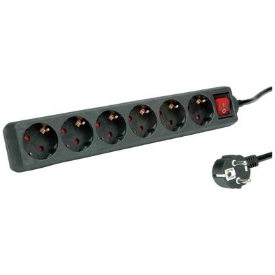 ROLINE 6-voudige stekkerdoos met schakelaar, zwart, 3 m