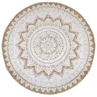 VidaXL Tapijt met print rond 180 cm gevlochten jute - thumbnail