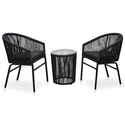VidaXL 3-delige bistroset met kussens pe-rattan zwart