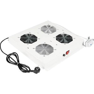 ROLINE 19-inch dakventilatie unit met 2 ventilatoren, thermostaat, grijs ROLINE 19-inch dakventilatie unit met 2 ventilatoren, thermostaat, grijs