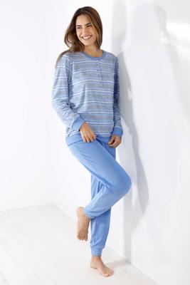 Blauwe badstof pyjama Hajo Blauwe badstof pyjama Hajo