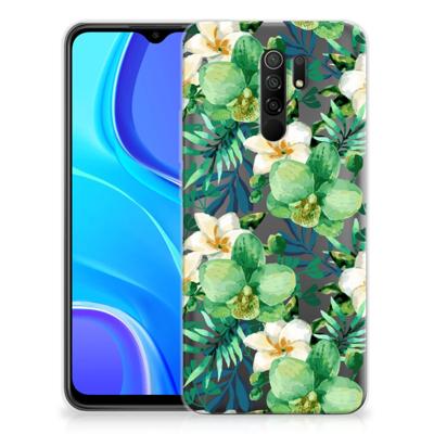Xiaomi Redmi 9 | TPU Case | Orchidee Groen Xiaomi Redmi 9 | TPU Case | Orchidee Groen