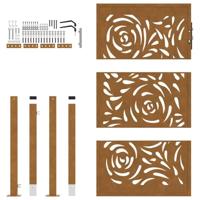 Poort met vlamontwerp 105x155 cm weervast staal - thumbnail