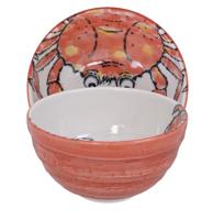 Keramische Kom met Rode Krab - Tokyo Design Studio - 500ml - 13.2 x 6.8cm - thumbnail