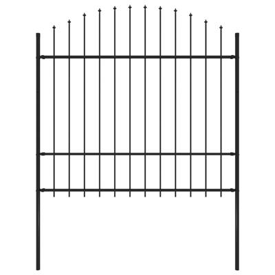 Tuinhek met speren bovenkant (1,5-1,75)x1,7 m staal zwart