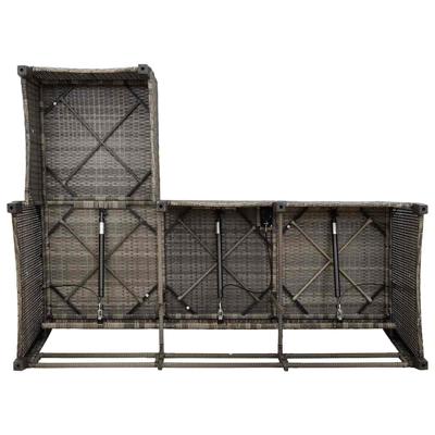 3-delige Tuinbankstel met kussens L-vormig poly rattan grijs - thumbnail