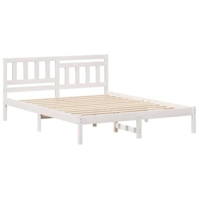Bedframe met hoofdeinde Wit 140 x 200 cm Massief grenenhout