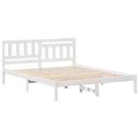 Bedframe met hoofdeinde Wit 140 x 200 cm Massief grenenhout - thumbnail