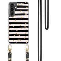 Samsung Galaxy S24 FE hoesje met zwart koord - Hart streepjes - thumbnail