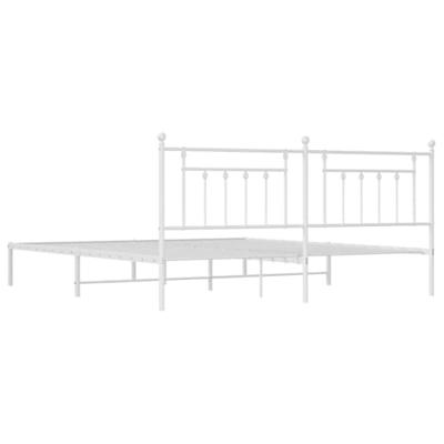 Bedframe met hoofdbord metaal wit 200x200 cm - thumbnail