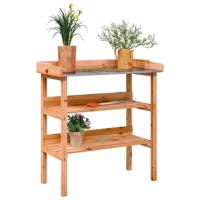 VidaXL Plantentafel met schappen 78x38x82,5 cm vurenhout bruin - thumbnail
