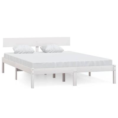 Bedframe massief grenenhout wit 160x200 cm