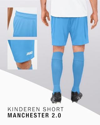 JAKO 4400K Short Manchester 2.0 Kids - Hemelsblauw - 140