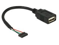 Delock 84831 USB-kabel USB 2.0 USB-pinbus, USB-A bus 0.15 m Zwart - thumbnail
