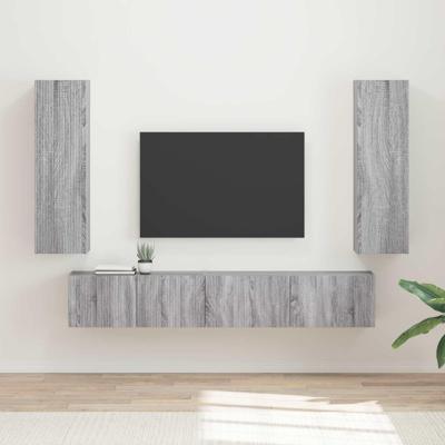 Tv-meubelset Wandgemonteerd 3 pcs Grijs Sonoma Bewerkt hout