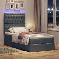 Ottoman bed met matras en LED's 100x200cm stof donkergrijs - thumbnail