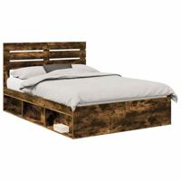 Bedframe Gerookt eiken 140 x 200 cm Massief grenenhout - thumbnail