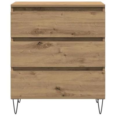 Dressoir artisanaal eikenkleurig 60 x 35 x 70 cm Bewerkt hout