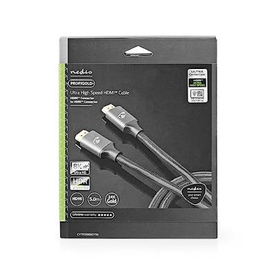 Nedis Ultra High Speed HDMI-Kabel | HDMI Connector | HDMI Connector | 8K@60Hz | 48 Gbps | 5.00 m | Rond | 6.7 mm | Gun Metal Grijs | Cover Box - - thumbnail