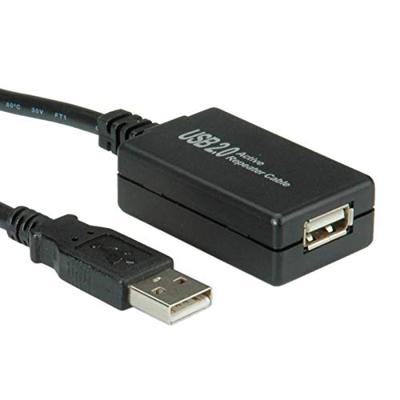 VALUE USB 2.0 Verleng kabel met actieve Repeater, zwart, 12 m