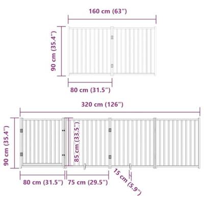 VidaXL Hondenhek inklapbaar met deur 10 panelen 800 cm populierenhout