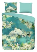 Good Morning Dekbedovertrek "witte duiven" - Aqua - (200x200/220 cm) - Katoen - thumbnail