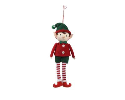 Kersthanger elf met een rood shirt 23 cm