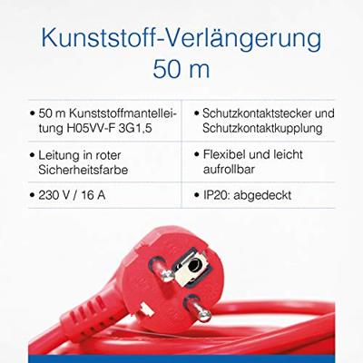 AS Schwabe 60359 Stroom Verlengkabel 16 A Rood 50.00 m H05VV-F 3G 1,5 mm²