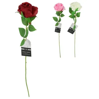 Kunstbloem roos 52 cm 3 assorti | 48 stuks