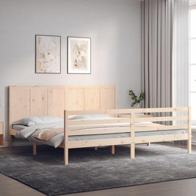 Bedframe met hoofdbord massief hout 200x200 cm