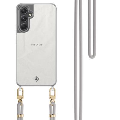 Samsung Galaxy A34 hoesje met grijs koord - Vive la vie