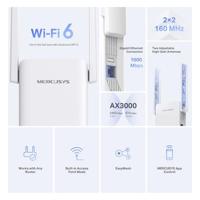 Mercury TP-Link ME80X WiFi Repeater 6 AX3000Mbps, 1 Gigabit Ethernet-poort, krachtige WLAN-repeater voor thuis, Wifi Extender, compatibel met alle internetboxen, 2 externe antennes, RE/AP-modus. - thumbnail